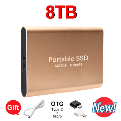 16TB Mass Storage Portable SSD 1TB 2TB 4TB 8TB USB3.2 External Hard Drive High Speed Solid Disk for All Devices