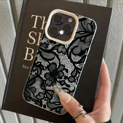 Black Lace Pattern Shockproof iPhone Case