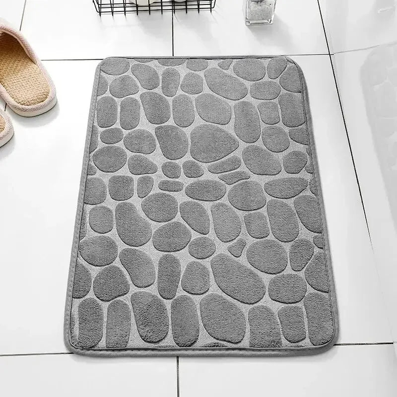 Microfiber Embossed Pebble Bath Mat – Anti-Slip Floor Rug