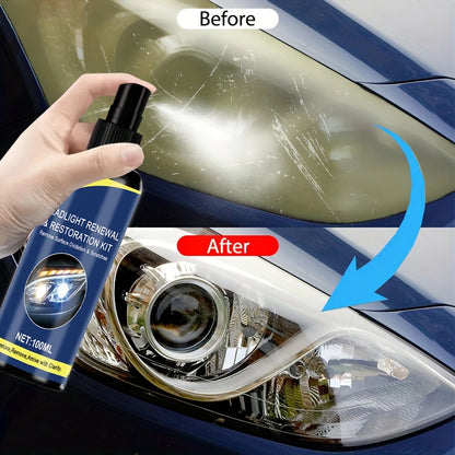 100ml Ceramic Headlight Restoration Spray, Premium Car Headlight Repair Tool - Removes Yellowing and Oxidation, Restores Clarity, Long-Lasting Light Coating Protection Spray