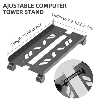 Adjustable Computer Tower Stand with Cooling Fan  Mobile CPU Holder 4 Rolling Casters  PC Floor Cart PC Riser Under Desk CPU