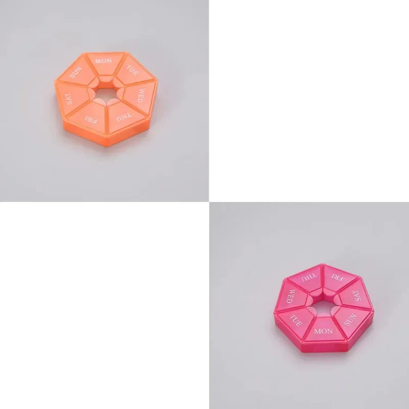 1/2/3Pcs A Week 7 Corners Pill Box Round 7 Boxes For One Week Small Pill Box Mini 7 Days Portable Points Medicine Jewelry Box