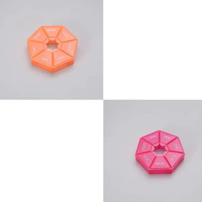 1/2/3Pcs A Week 7 Corners Pill Box Round 7 Boxes For One Week Small Pill Box Mini 7 Days Portable Points Medicine Jewelry Box