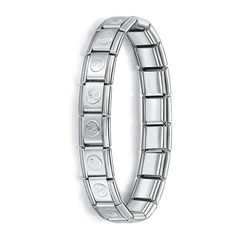 Hapiship Italian Elastic Charm Bracelet – 9mm Stainless Steel Fashion Bangle for Women & Men