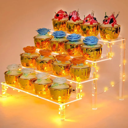 Black 1-5 Tier Acrylic Display Stand Clear Display Riser Rack for Cupcake Perfume Doll Décor Organizer Amiibo Funko POP Figures
