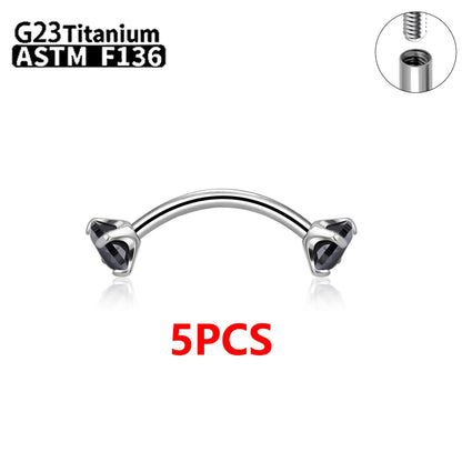G23 Titanium Eyebrow Piercing Jewelry with Zircon – 1/5/50pcs Wholesale