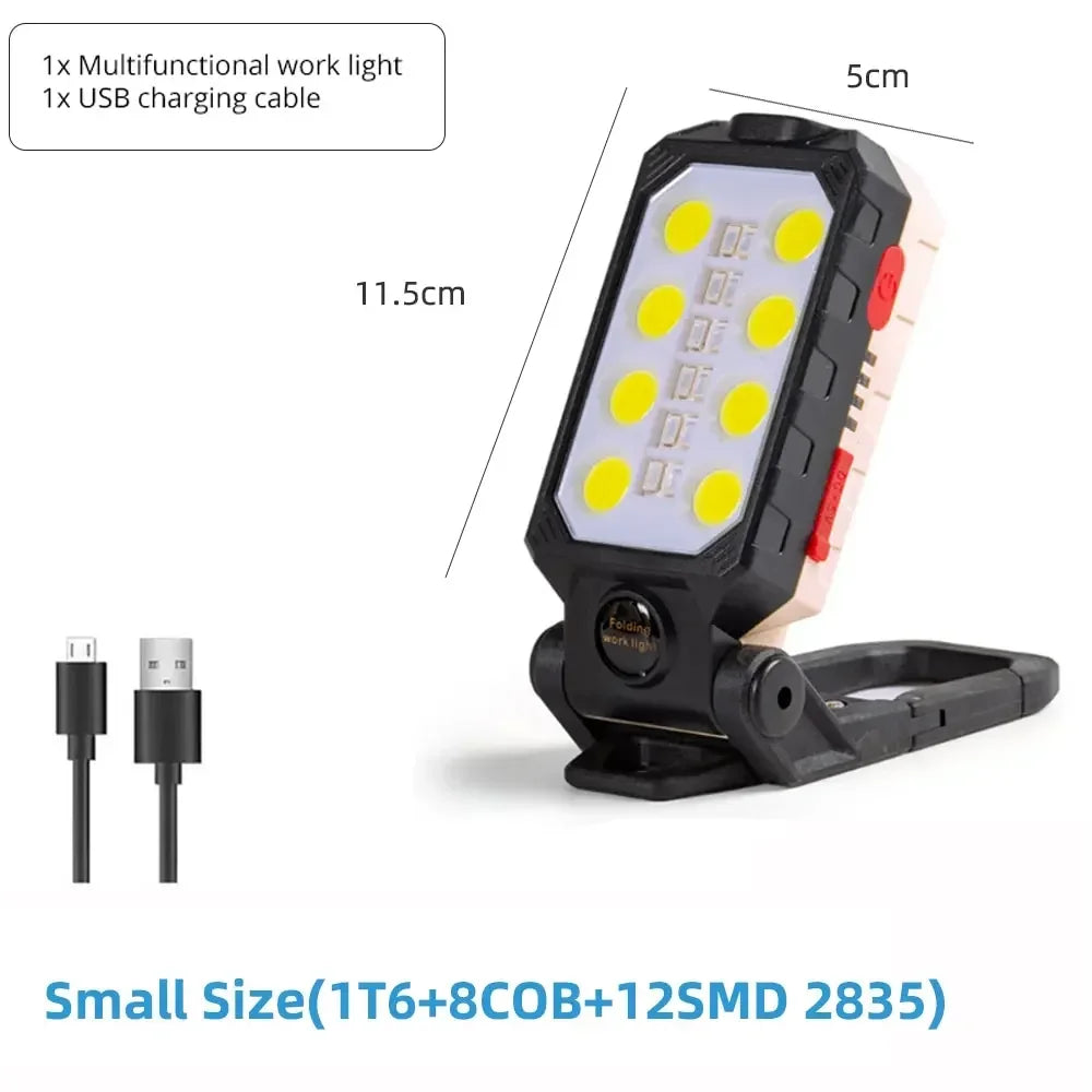 4000MaH Rechargeable Work Light 30W Super Bright COB Flashlight With Magnetic Portable Outdoor Power Bank Camping Emergency Lamp