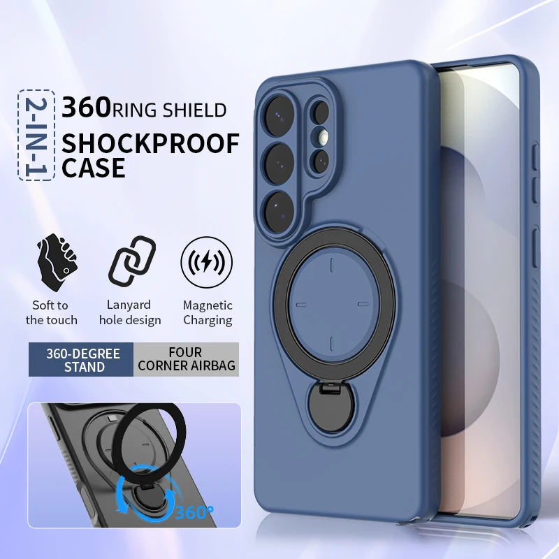 360° Rotating Magnetic Stand Phone Case For Samsung Galaxy S26 S26Plus S26Ultra Wireless Charging Shockproof Protective Cover