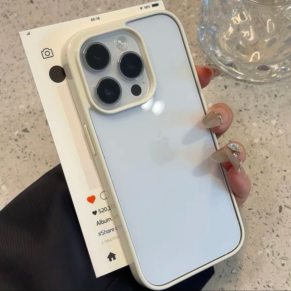 Luxury Clear Candy Color Case  For iPhone 17 Air 16 15 14 13 12 Pro Max Plus Clear Acrylic Bumper Protection Cases Cover