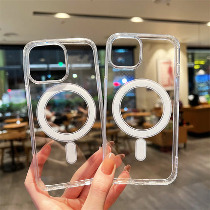 Magnetic Transparent Silicone iPhone Case – Shockproof Soft TPU Cover for iPhone 11–17 Series