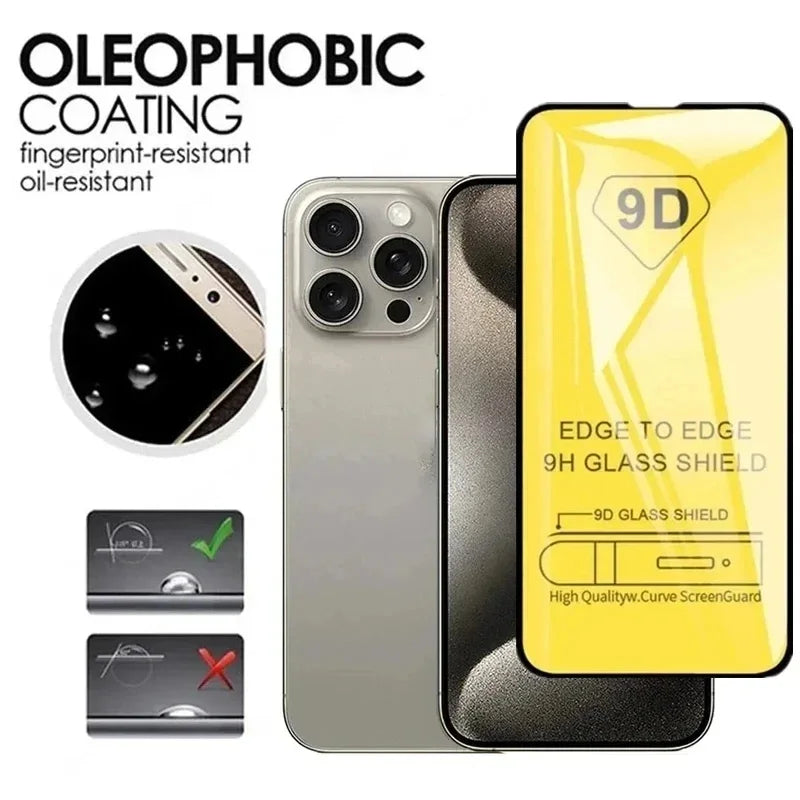1-5PCS 9D Tempered Glass For iPhone 16 Pro Max 13 11 17 Air 15 14 12 Mini XR X Xs Max 7 8 Plus SE 6s 17promax Screen Protector