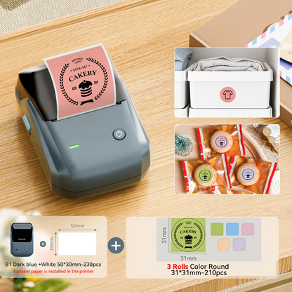 Niimbot B1 Wireless Thermal Label Printer Food Tag Barcode Price Small Business 20-50mm Print Width Label Machine for Home