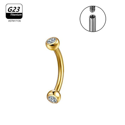 G23 Titanium Eyebrow Piercing Jewelry with Zircon – 1/5/50pcs Wholesale