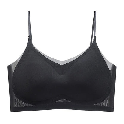 Ultra-Thin Breathable Ice Silk Top Bra Women's Seamless Back Halter Vest Wrap Bra Small Chest Together