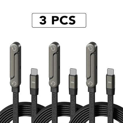 oozcc 240W Elbowed 180° Fast Charging Foldable Phone Holder,PD cable Nylon Data Sync, For iPhone 17, Samsung, Xiaomi, POCO, Tesl