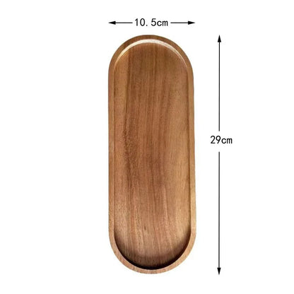 Wabi Sabi Style Acacia Wood Decorative Serving Platter Oval Natural Wood Tray for Home Tabletop Decoration Small Organizer