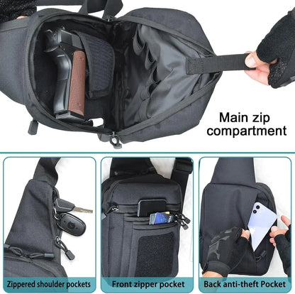 Outdoor Hunting Tactical Shoulder Bag Concealed Carry Pistol Holster Multifunction Waterproof Crossbody Chest Pack Gun Sling Bag