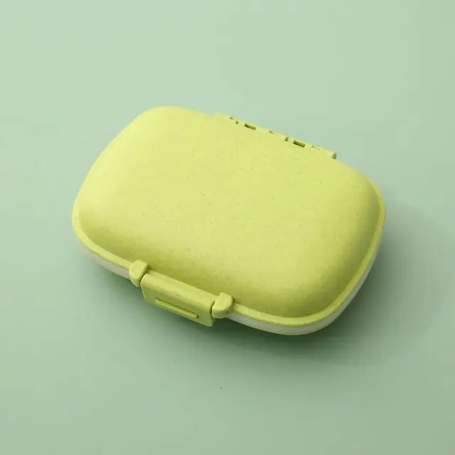 8 Grids Organizer Container For Tablets Travel Pill Box With Seal Ring Small Box For Tablets Wheat Straw Container For Medicines
