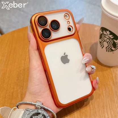 Luxury Frosted Matte iPhone Case – Metallic Frame MagSafe Cover for iPhone 11–17 Series