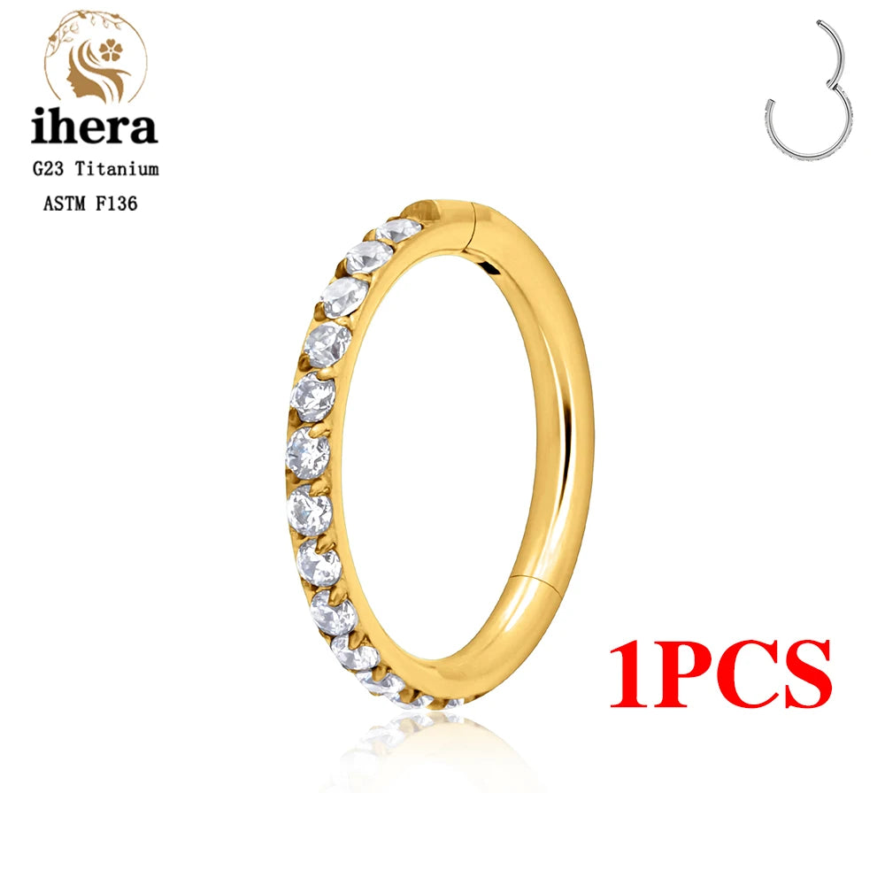 1/10PCS G23 Titanium Nose Rings – Septum Clicker, Cartilage, Tragus, Helix Earrings, 16G 18G CZ