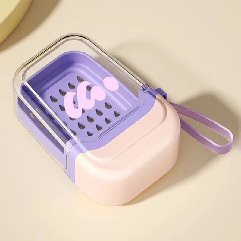 New Portable Soap Box Travel Mini Soap Box Sealed Drain With Lid Soap Box Transparent Light Luxury High-end