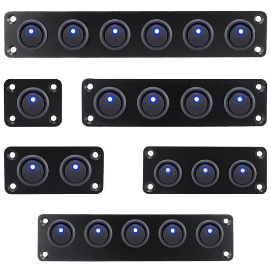20A blue circular joystick switch panel with 3-pin aluminum waterproof 12V, suitable for cars, trucks, boats, RVs, yachts, etc