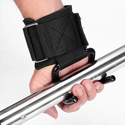 1PairWeight Lifting Hook Grips With Wrist Wraps Hand-Bar Wrist Strap Gym Fitness Hook Weight Strap Pull-Ups Power Lifting Glove