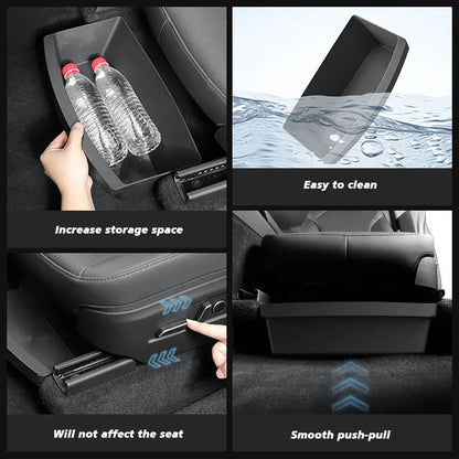 Under Seat Storage Box Organizer for Tesla Model Y Juniper 2025 2026 Hidden Storage Box Washable Underseat Drawer Accessories