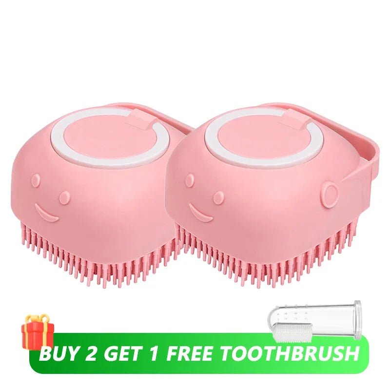 Silicone Dog Bathing Brush with Shampoo Dispenser