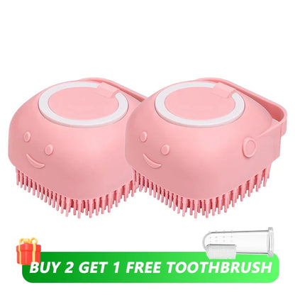 Silicone Dog Bathing Brush with Shampoo Dispenser