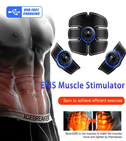 EMS Abdominal Muscle Stimulator Fitness ABS Arm Training Patches Muscle Exercise Instrument USB Charging Home Men