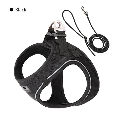 Dog Harness Leash Set for Small Medium Dog Adjustable Reflective Puppy Cat Harness Pet Vest Chihuahua Dachshund Outdoor Walking