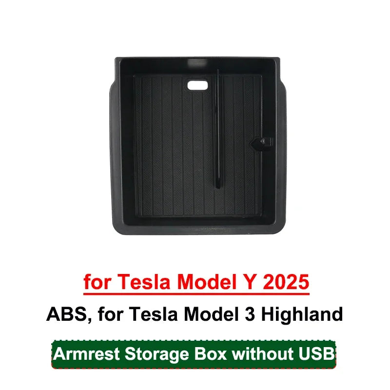 For Tesla Model Y Juniper 2025 Model 3 Highland 2024 Center Console Armrest Storage Organizer Box Tray Sunglasses Phone Holder