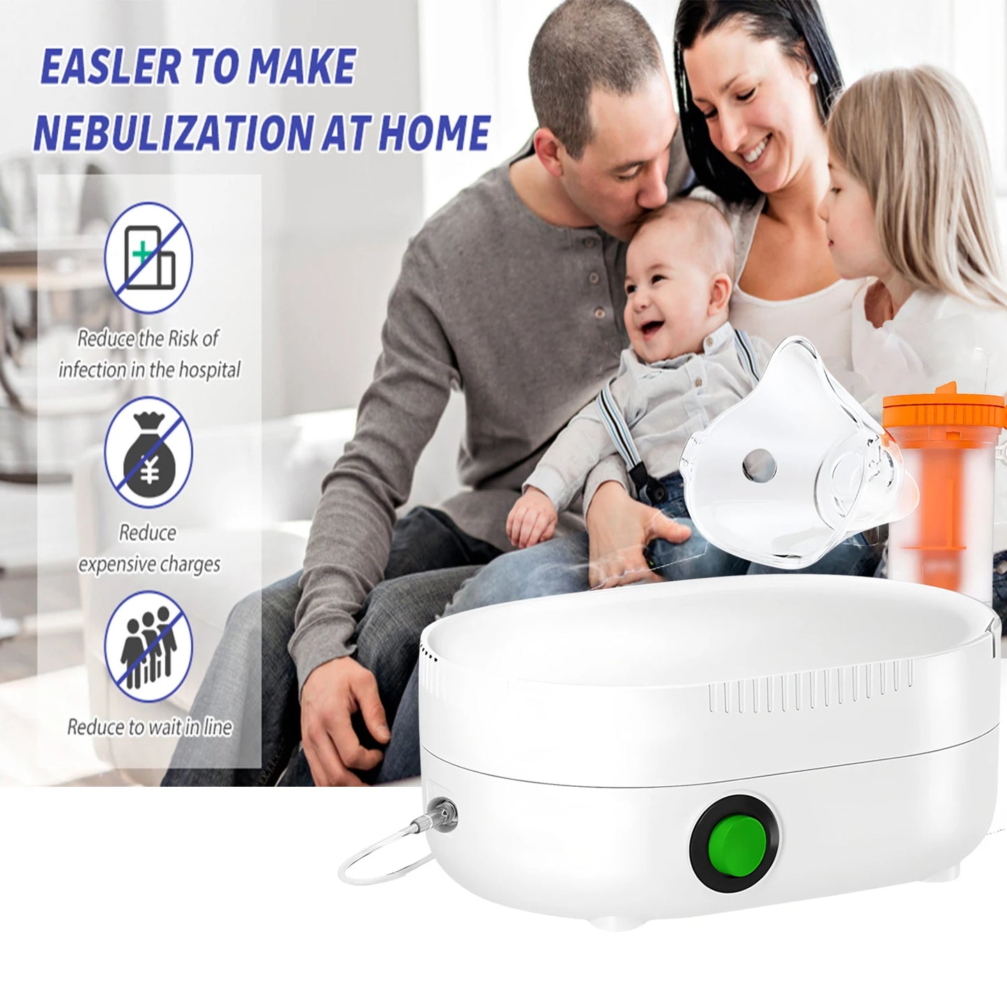 Portable Cough Atomizer, Nebulizer Machine for Adults Kids, Handheld Timing Can Nebulizer Airway Inhale Humidifier Health Care
