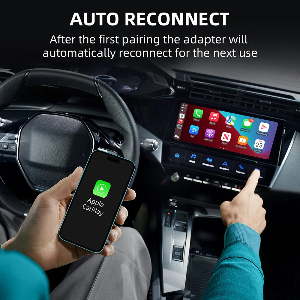 2 In 1 Wired To Wireless Carplay Android Automatic Adapter Car Gadget Smart Box Plug and Play 5Ghz Wifi Fast Connection