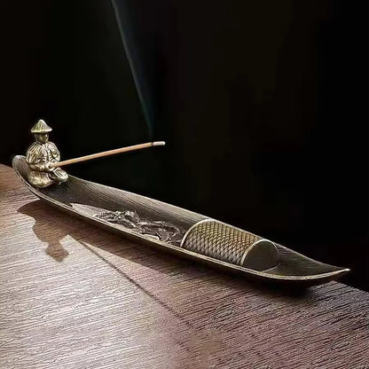 Fashionable Small Boat Incense Burner Fishing Old Man Style Incense Burner Home Indoor Sandalwood Incense Insert Incense Burner