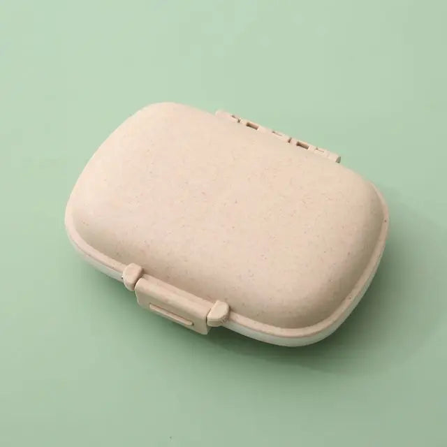 8 Grids Organizer Container For Tablets Travel Pill Box With Seal Ring Small Box For Tablets Wheat Straw Container For Medicines
