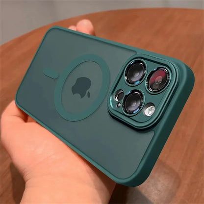 Matte Translucent Lens Protection MagSafe iPhone Case – Full Coverage for iPhone 11–16 Series