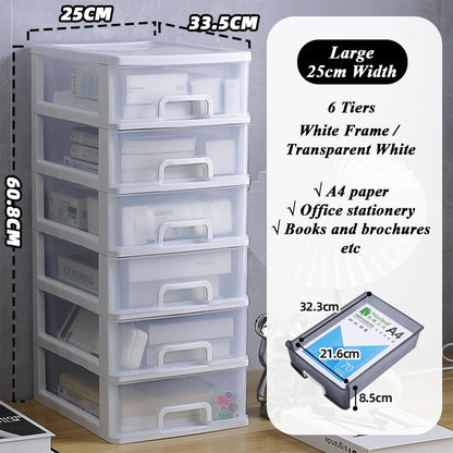Clear Desktop Storage Box with Drawer Heightened Table Organizer Plastic Office storage cabinet  for Stationery cosmetics