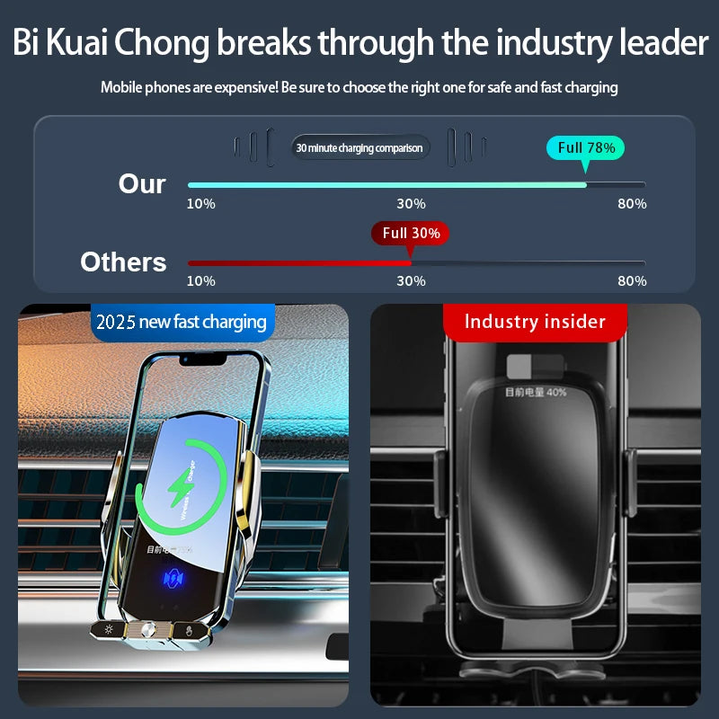 Car Wireless Charger Magnetic Fast Charging Station Air Vent Stand Car Phone Holder Mount For iPhone 16 15 14 13 12 Pro Samsung