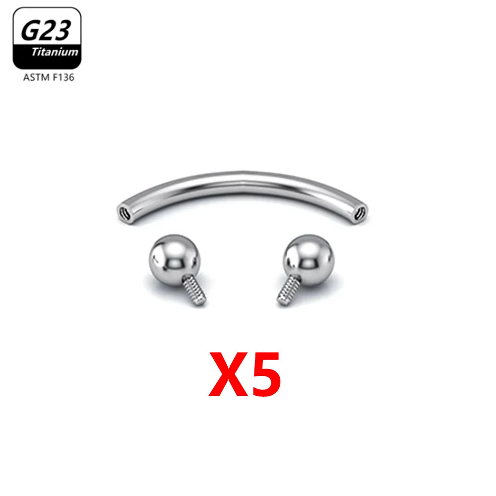 G23 Titanium Eyebrow Piercing Jewelry with Zircon – 1/5/50pcs Wholesale