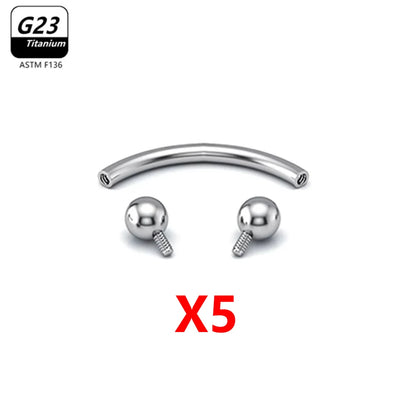 G23 Titanium Eyebrow Piercing Jewelry with Zircon – 1/5/50pcs Wholesale