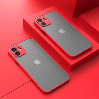 Luxury Shockproof Armor Matte Case For iPhone 11 12 13 Pro Max XR XS X 7 8 Plus SE Mini Silicone Bumper Clear Hard PC Cover