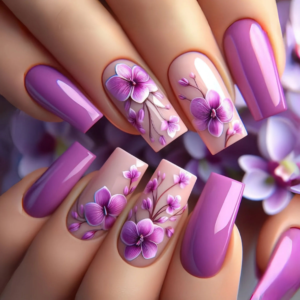 24pcs Simple French Press on Nails Tips Love Stripe Design Short Square False Nails Woman Acrylic Full Cover Nail Art Fake Nail