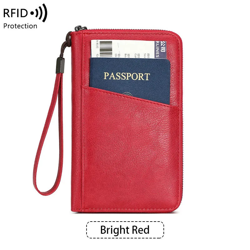 Anti theft RFID shielded passport clip travel wallet waterproof PU ticket storage bag multifunctional passport wallet