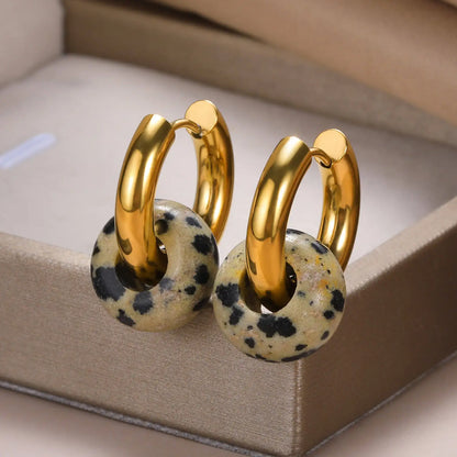 Gold Plated Stainless Steel Geometric Claw Earrings - Starfish & Heart Studs for Women, Waterproof Fashion Jewelry Gift