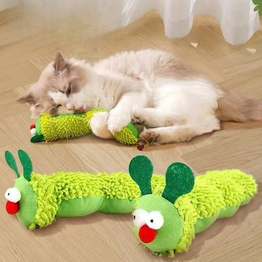 Cat Plush Toy Interactive Catnip Imitation Caterpillar Squeaky Kitten Toy Durable Bite Cat Chew Toy Accessories