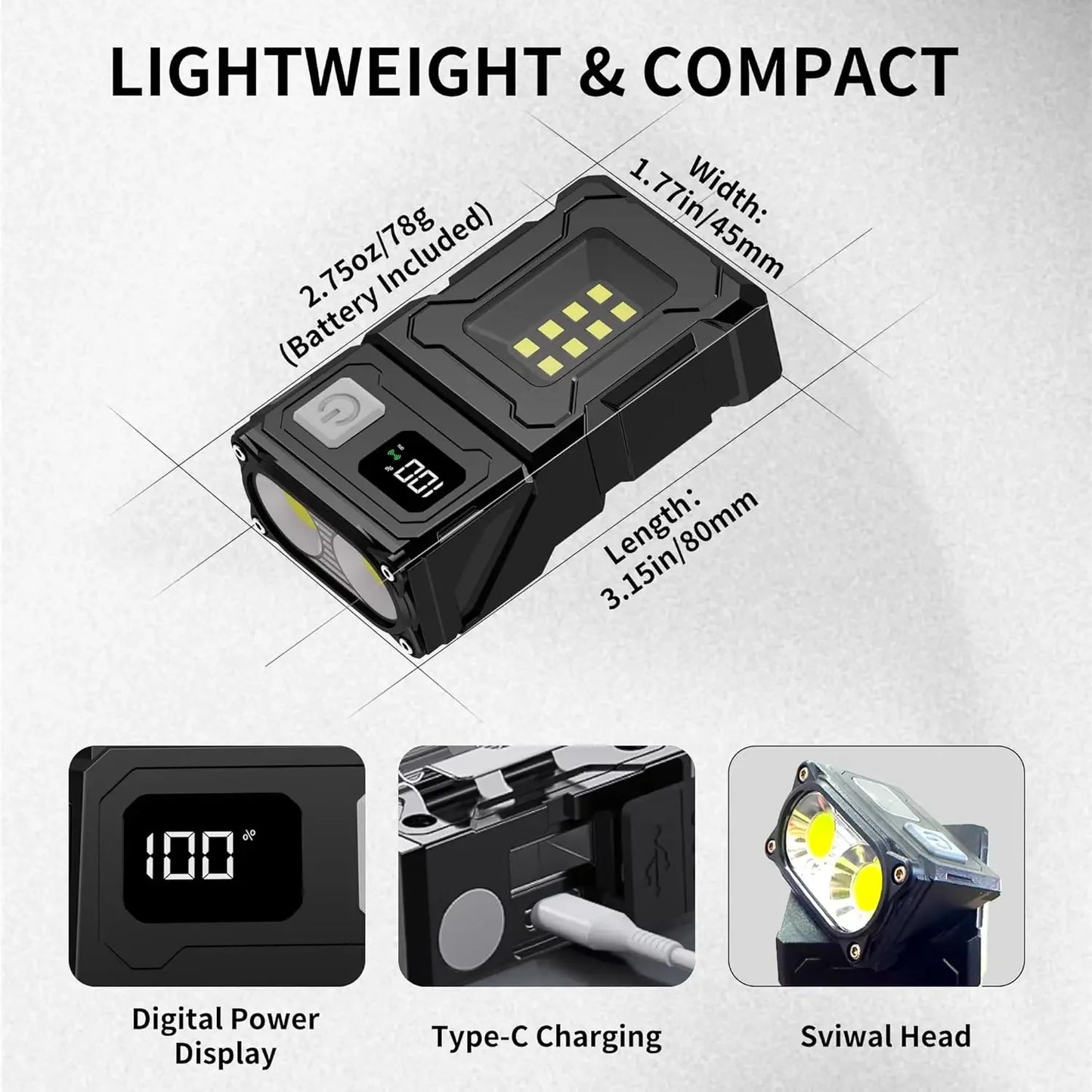 MINI USB Rechargeable LED Flashlight Portable Tail Magnet Work Light Super Bright Camping Lantern Side COB Emergency Torch Light