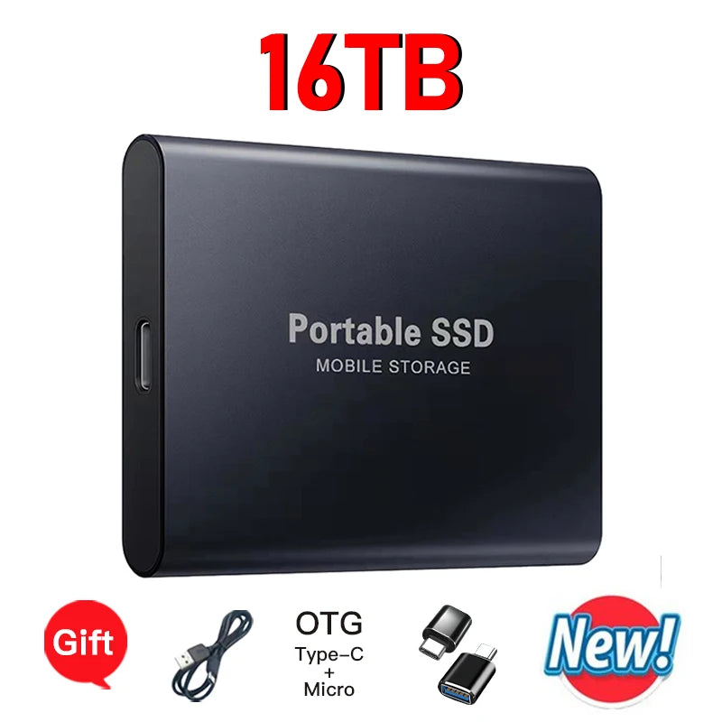 16TB Mass Storage Portable SSD 1TB 2TB 4TB 8TB USB3.2 External Hard Drive High Speed Solid Disk for All Devices