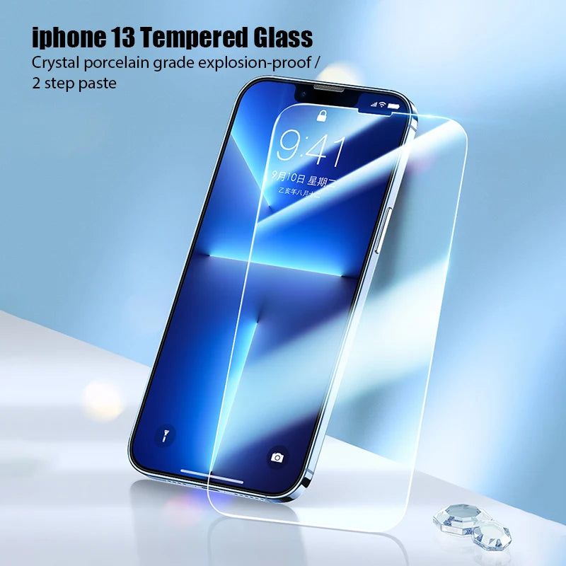 4PCS Tempered Glass for iPhone 11 12 13 14 15 16 17 Pro Max Screen Protector for iPhone 13 12 Mini 16 15 14 Plus XR X/XS Glass